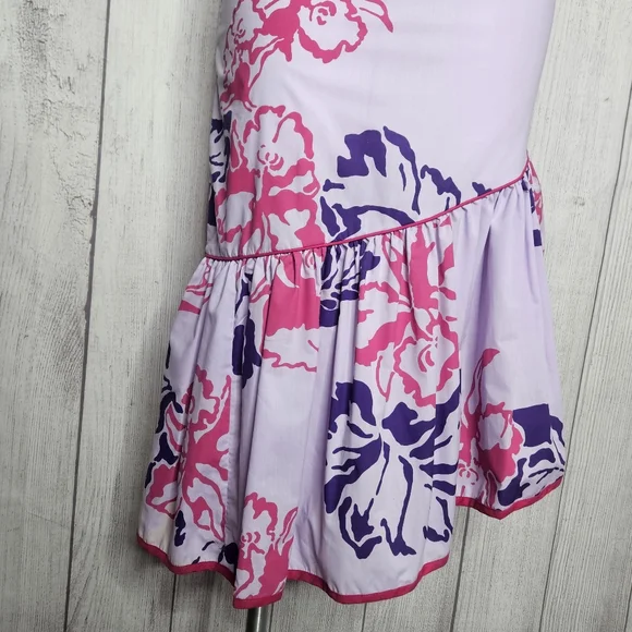 VTG 80s NWT Hilo Hattie Floral Puff Sleeve Dress w Mermaid Ruffle Hem, size 12 - Picture 3 of 10